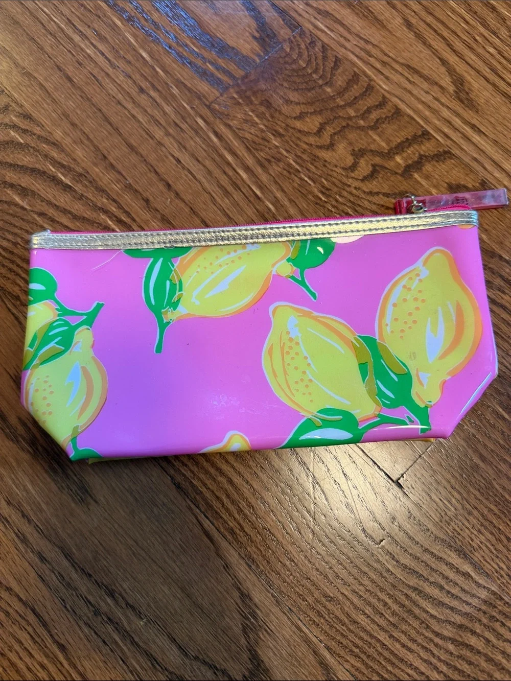 Lilly Pulitzer for Estée Lauder pink with lemons makeup pouch 9-1/2